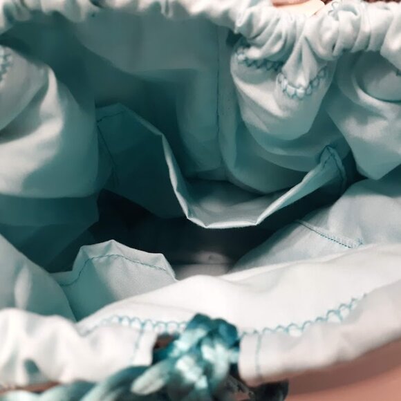 New Western Bucket Tote Sling Bag Bear Deer Print Aqua Black Large Oval carryall - Picture 7 of 8